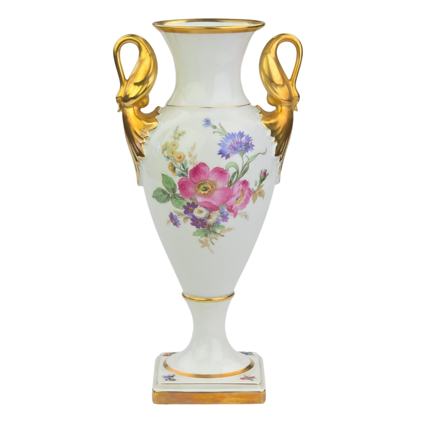 77974 ALKA KUNST CUDOWNY WAZON AMFORA Z ŁABĘDZIAMI W KWIATY 28,5 cm (1).jpg
