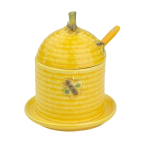 78004 GOEBEL CERAMICZNY ŻÓŁTY POJEMNIK NA MIÓD W KSZTAŁCIE ULA Z PSZCZÓŁKAMI Z ŁYŻECZKĄ (2).jpg