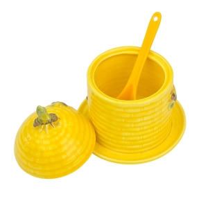 78004 GOEBEL CERAMICZNY ŻÓŁTY POJEMNIK NA MIÓD W KSZTAŁCIE ULA Z PSZCZÓŁKAMI Z ŁYŻECZKĄ (5).jpg