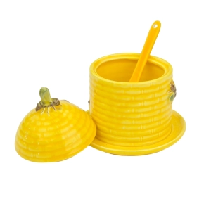 78004 GOEBEL CERAMICZNY ŻÓŁTY POJEMNIK NA MIÓD W KSZTAŁCIE ULA Z PSZCZÓŁKAMI Z ŁYŻECZKĄ (6).jpg