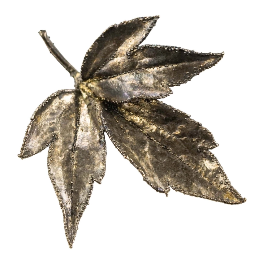 78018 FLORA DANICA VINTAGE EGGERT BROSZA LIŚĆ ZŁOCONA PRÓBA 925 WAGA 6,6 G (1).jpg