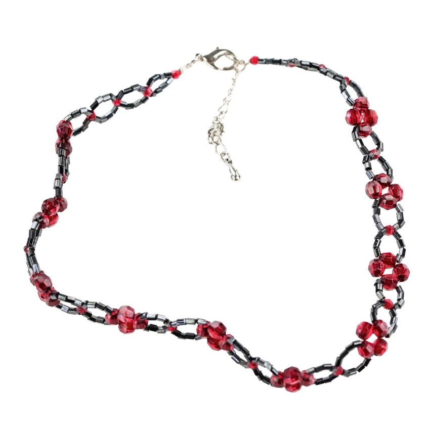 78025 CHOKER CZERWONO-CZARNY NASZYJNIK KOLIA CZARNE KORALIKI JABLONEX (1).jpg