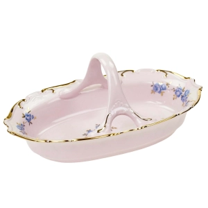 LOUČKY AMIS RÓŻOWA PORCELANA KOSZYCZEK NIEBIESKIE RÓŻE KWIATY