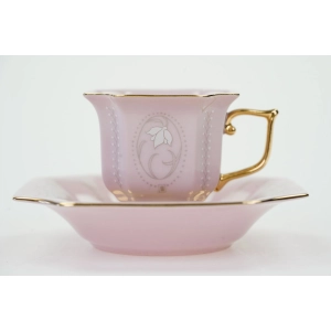 70843 CHODOV EMPÍR FILIŻANKA MOKKA Z RÓŻOWEJ PORCELANY CUDEŃKO O GRANIASTYM KSZTAŁCIE (2).JPG