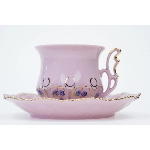 71388 CHODOV FILIŻANKA ZE SPODKIEM Z RÓŻOWEJ PORCELANY W NIEZAPOMINAJKI (2).JPG