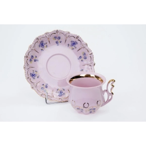 71388 CHODOV FILIŻANKA ZE SPODKIEM Z RÓŻOWEJ PORCELANY W NIEZAPOMINAJKI (4).JPG