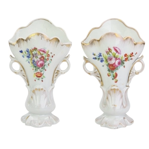 BIEDERMEIER PARA PIĘKNYCH RĘCZNIE MALOWANYCH WAZONÓW