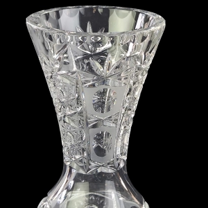 78173 BARDZO ŁADNY KRYSZTAŁOWY WAZON W GWIAZDY I WKLĘSŁE OLIWKI PONAD 20 CM (13).jpg