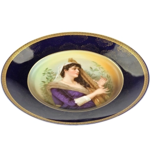 78303 ROSENTHAL PIĘKNA PATERA Z PODOBIZNĄ NIEWIASTY GRAJĄCEJ NA HARFIE (2).jpg