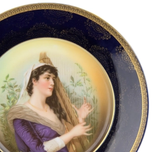 78303 ROSENTHAL PIĘKNA PATERA Z PODOBIZNĄ NIEWIASTY GRAJĄCEJ NA HARFIE (4).jpg