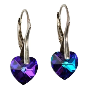SREBRNE KOLCZYKI Z WISZĄCYMI SERCAMI SWAROVSKI 2,6 G