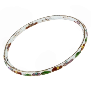 CHINKA PIĘKNA BRANSOLETA EMALIA KOMÓRKOWA CLOISONNE KOLOROWE KWIATY III