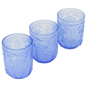 78540 HEŘMANOVA HUŤ F. PEČENÝ KOMPLET 3 NIEBIESKICH SZKLANECZEK W WINOGRONA (6).jpg