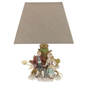 LAMPA FIGURALNA PODSTAWA LAMPY ROMANTYCZNA PARA RĘCZNIE MALOWANA