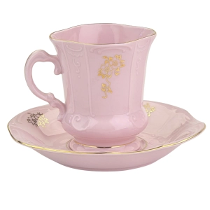 78741 BOHEMIA FILIŻANKA ZE SPODKIEM Z RÓŻOWEJ PORCELANY CUDEŃKO Z RELIEFAMI (3).jpg