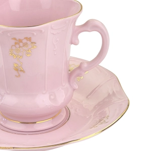 78741 BOHEMIA FILIŻANKA ZE SPODKIEM Z RÓŻOWEJ PORCELANY CUDEŃKO Z RELIEFAMI (5).jpg