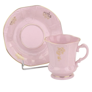78741 BOHEMIA FILIŻANKA ZE SPODKIEM Z RÓŻOWEJ PORCELANY CUDEŃKO Z RELIEFAMI (6).jpg
