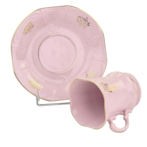 78741 BOHEMIA FILIŻANKA ZE SPODKIEM Z RÓŻOWEJ PORCELANY CUDEŃKO Z RELIEFAMI (7).jpg