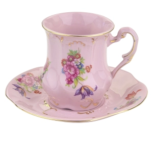 78742 LEANDER ADRIANA FILIŻANKA ZE SPODKIEM RÓŻOWA PORCELANA KOLOROWE KWIATY (1).jpg