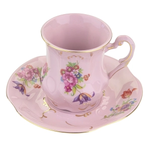 78742 LEANDER ADRIANA FILIŻANKA ZE SPODKIEM RÓŻOWA PORCELANA KOLOROWE KWIATY (2).jpg