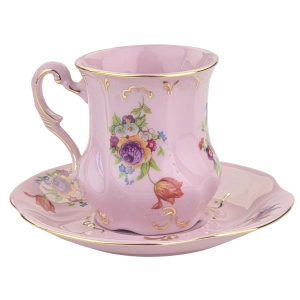 78742 LEANDER ADRIANA FILIŻANKA ZE SPODKIEM RÓŻOWA PORCELANA KOLOROWE KWIATY (3).jpg