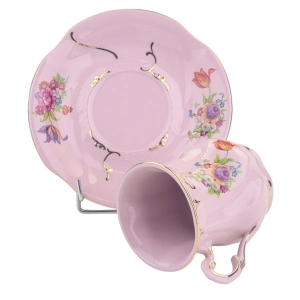 78742 LEANDER ADRIANA FILIŻANKA ZE SPODKIEM RÓŻOWA PORCELANA KOLOROWE KWIATY (7).jpg