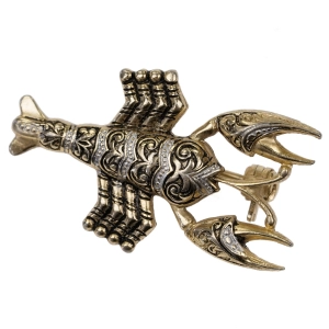 DAMASCEŃSKA RĘCZNIE WYKONANA BROSZA RAK ZNAK ZODIAKU