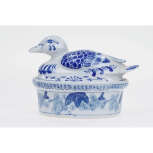 55153 CERAMICZNA KACZKA POJEMNIK NA PASZTET SCHOWEK NA DROBIAZGI KABALTEM MALOWANA (2).JPG