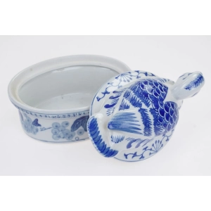 55153 CERAMICZNA KACZKA POJEMNIK NA PASZTET SCHOWEK NA DROBIAZGI KABALTEM MALOWANA (4).JPG