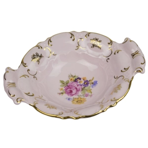 PIRKENHAMMER ŚLICZNA MISECZKA PATERKA Z USZKAMI Z RÓŻOWEJ PORCELANY
