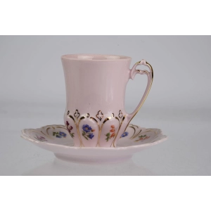 44007 CHODOV FILIŻANKA ZE SPODKIEM Z RÓŻOWEJ PORCELANY DROBNE KWIATECZKI (2).jpg