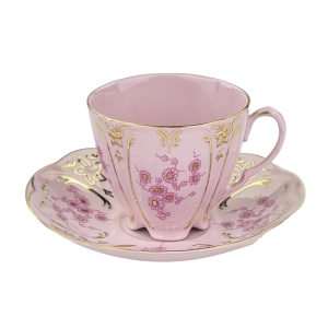 79067 CHODOV ŚLICZNA FILIŻANKA ZE SPODKIEM Z RÓŻOWEJ PORCELANY RÓŻOWE KWIATECZKI (1).jpg