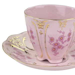 79067 CHODOV ŚLICZNA FILIŻANKA ZE SPODKIEM Z RÓŻOWEJ PORCELANY RÓŻOWE KWIATECZKI (3).jpg