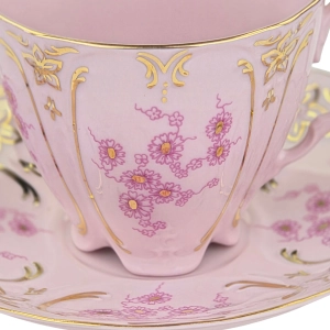 79067 CHODOV ŚLICZNA FILIŻANKA ZE SPODKIEM Z RÓŻOWEJ PORCELANY RÓŻOWE KWIATECZKI (4).jpg