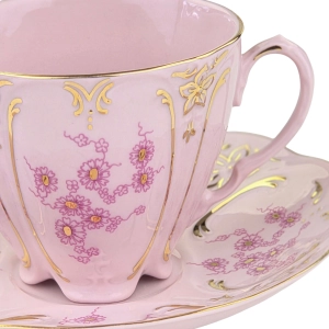 79067 CHODOV ŚLICZNA FILIŻANKA ZE SPODKIEM Z RÓŻOWEJ PORCELANY RÓŻOWE KWIATECZKI (5).jpg