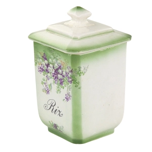 79186 SECESJA KONWALIE I FIOŁKI CERAMICZNY POJEMNIK KUCHENNY NA RYŻ FRANCJA (3).jpg