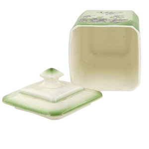 79186 SECESJA KONWALIE I FIOŁKI CERAMICZNY POJEMNIK KUCHENNY NA RYŻ FRANCJA (8).jpg