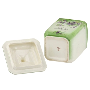 79186 SECESJA KONWALIE I FIOŁKI CERAMICZNY POJEMNIK KUCHENNY NA RYŻ FRANCJA (9).jpg