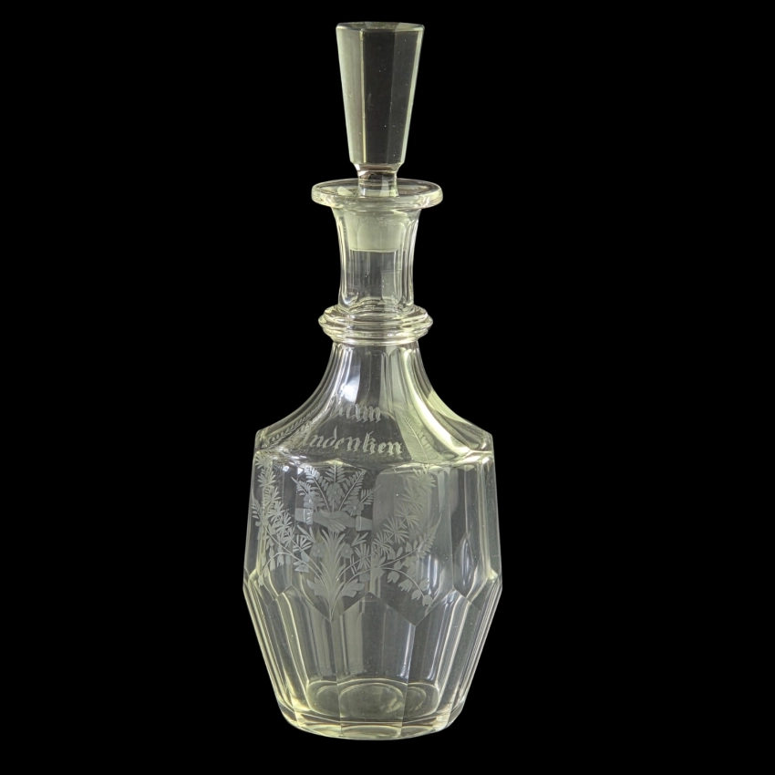 79276 BIEDERMEIER RĘCZNIE SZLIFOWANA KARAFKA TYPU PRUSKIEGO ZUM ANDENKEN (1).jpg