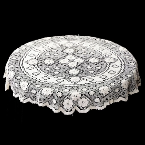 FILET BIAŁY OKRĄGŁY OBRUS ŚR. 72 CM