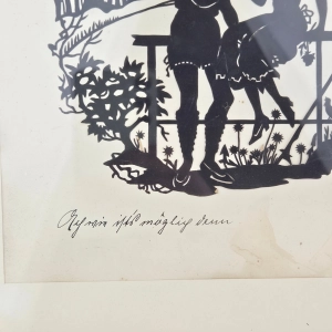 79361 WYCINANKA KONTUROWA L. GÜTZLAFF ROMANTYCZNA SCENKA W CZARNEJ RAMIE ZE SZKŁEM (5).jpg