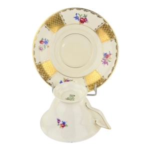 79402 ROSENTHAL KRONACH KOŚĆ SŁONIOWA KWIATY I ZŁOCENIA FILIŻANKA ZE SPODKIEM (8).jpg