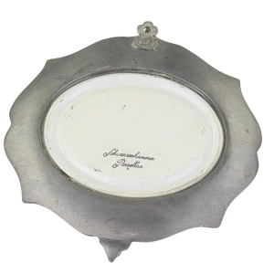 79416 SCHWARZENHAMMER PTASZKI NA PORCELANIE W CYNOWEJ RAMIE SZCZYGŁY (5).jpg