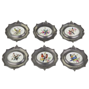 79416 SCHWARZENHAMMER PTASZKI NA PORCELANIE W CYNOWEJ RAMIE SZCZYGŁY (7).jpg