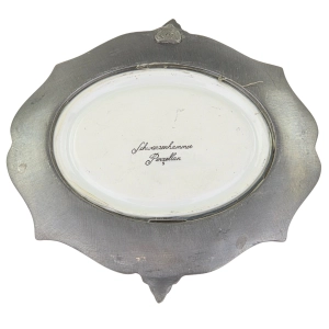 79420 SCHWARZENHAMMER PTASZKI NA PORCELANIE W CYNOWEJ RAMIE Z GILAMI (4).jpg