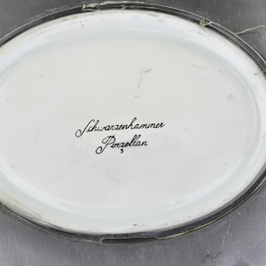 79420 SCHWARZENHAMMER PTASZKI NA PORCELANIE W CYNOWEJ RAMIE Z GILAMI (5).jpg