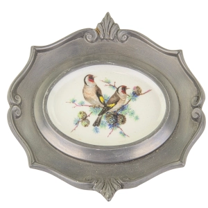 79421 SCHWARZENHAMMER PTASZKI NA PORCELANIE W CYNOWEJ RAMIE Z SZCZYGŁAMI ZWYCZAJNYMI (1).jpg