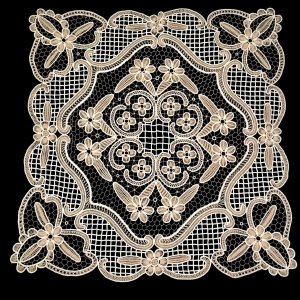 ŚLICZNA MAKRAMA KWIATOWY DESEŃ DWUBARWNY OBRUS 88 X 88 CM