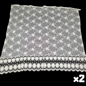 HAFTOWANY TIUL I GIPIUROWA KORONKA PARA FIRANEK W STYLU RETRO 2 X 170 X 140 CM