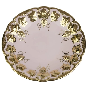 40286 CHODOV PATERA Z WINOGRONAMI Z RÓŻOWEJ PORCELANY ZE ZŁOCENIAMI (1).jpg